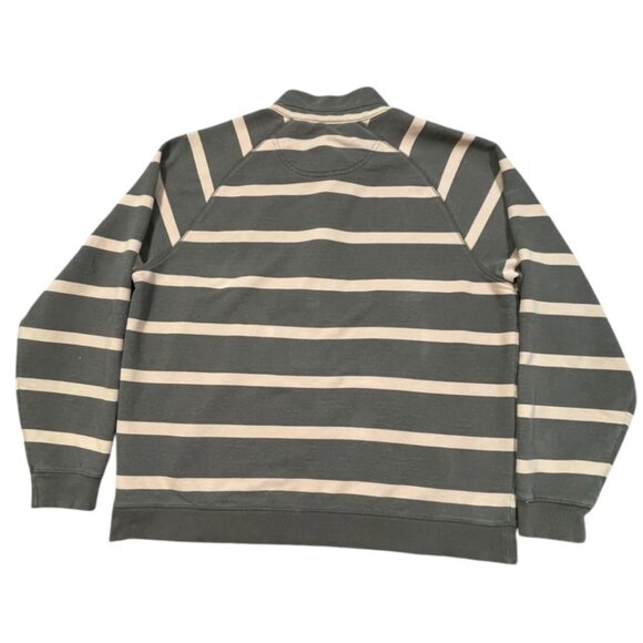 L.L. Bean Striped Rugby Henley Pullover Snap Zip Gray Beige Size XL - Picture 3 of 9